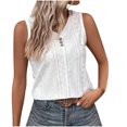 thumbnail image 1 of Timegard Womens Tank Tops Eyelet V Neck Button Slim Fitting Sleeveless Tops Casual Summer Beach Vacation, 1 of 5
