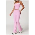thumbnail image 2 of AEXTO Two Piece Color Block Womens Workout Sets Cross Back Tank Top Matching High Waist Wide Leg Leggings Sets Gym Outfits Activewear, 2 of 5