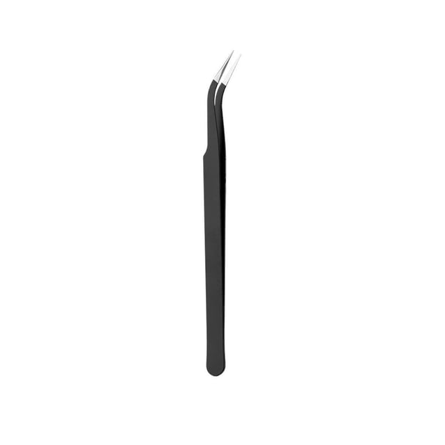 Precision Elbow Tweezers, Stainless Steel, Curved Tip, Enhanced Grip, for Electronics, Crafts, Jewelry Making, Soldering, Experimental Work Hzhnb | Metal, Black