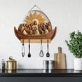 thumbnail image 3 of Elegant Wooden Wall Organizer for Entrance with 4 Hooks and Welcome Sign Functional Home Key Holder for Living Room Flat Mount Design Versatile Foyer Storage Home Accessory, 3 of 4