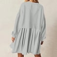 thumbnail image 5 of Womens Oversized Sweatshirt Dress Long Flowy Patchwork Pullover Tops Cute Drop Shoulder Sweatshirts Fall Long Sleeve Mini Dress Teen Girls Crewneck Solid Tunic Pleated Loose Clothing Beig, 5 of 5