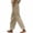 Khaki, variant on Nfurl Womens Pants with Pockets Elastic Waist Drawstring Cotton Linen Summer Pants Trendy Striped Hems Beach Vacation Casual Pants Black,S