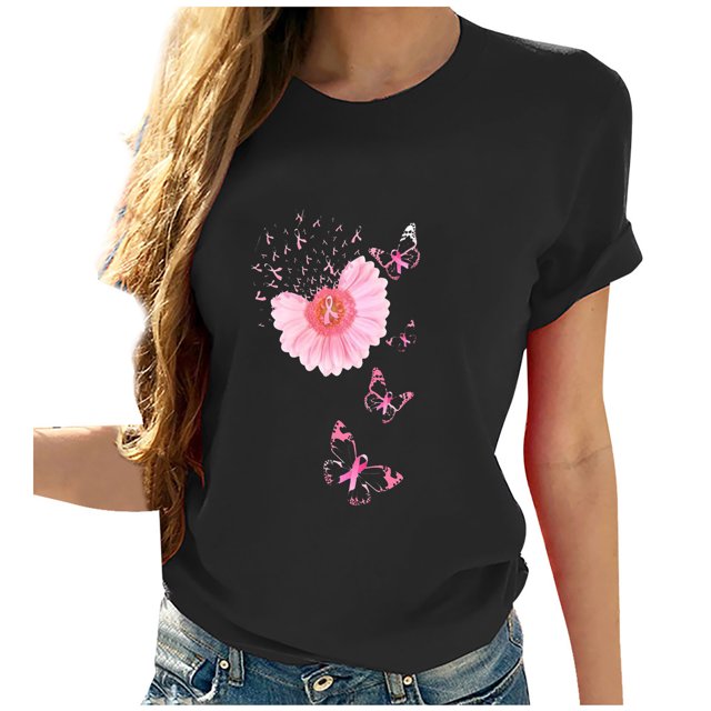 T-shirt à Manches Courtes Imprimé Col Rond Décontracté pour Femmes