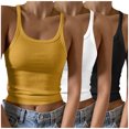 thumbnail image 1 of Timegard Camisoles 3 Pcs pour Femmes Col Rond Côtelé Sans Manches Ajusté Court Haut Décontracté Sortie Camis, 1 of 6