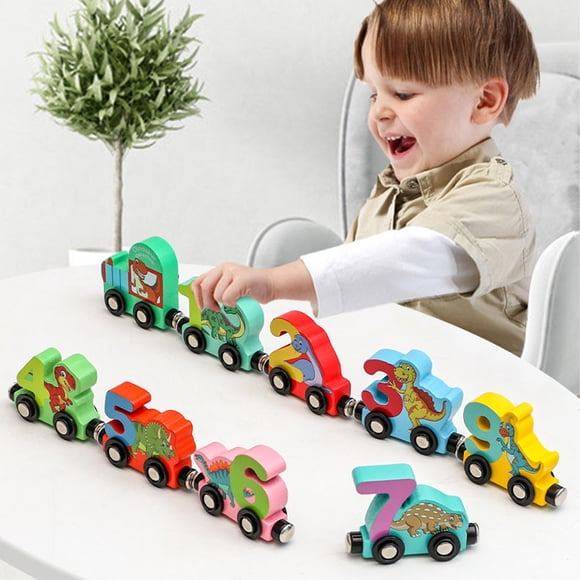 Educational Toys,Pretend Play Toys for Toddlers,Dress Up Toys,Educational Toy for 1 Year Old Boys Girls,Magnetic Digital Train 3 Year Old Toddler Boy Girl Wooden Dinosaur Tow Building Block Toy Car