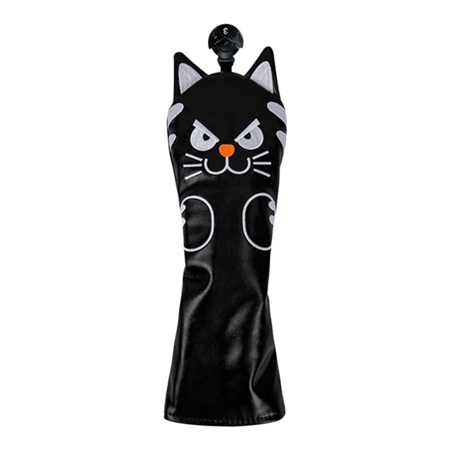 koolsoo Couvre-Têtes de Club de Golf Maillé Putter Motif Chat Accessoires Putter Queue Couvre-Tête UT Bois Queue Noir