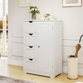 thumbnail image 4 of Costway Armoire de Salle de Bain en Bois à 4 Tiroirs, Armoire de Rangement, 2 Tablettes, Autoportante, Blanche, 4 of 10