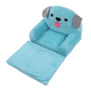 Children Sofa, Short Plush Children's Sofa Cute Cartoon Sofa Dual Use Convertible Sofa To Lounger With Blue Puppy Shape Folding Upholstered Couch For Bedroom