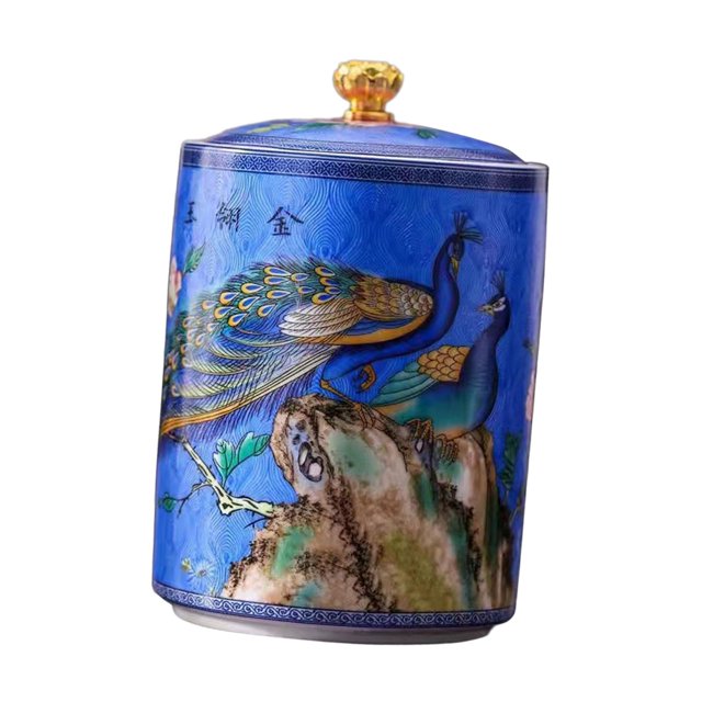 Tea Storage Bottle Jar Ceramic Food Storage Elegant Rich Colors Cereal Container Blue