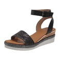 thumbnail image 2 of Mefallenssiah Women'S Slope Heel One Line Buckle Mules Middle Heel Slippers Roman Sandals, 2 of 7