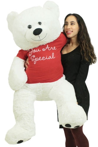 Giant White Teddy Bear 52 Inches Wears Removable Red Tshirt You Are Special