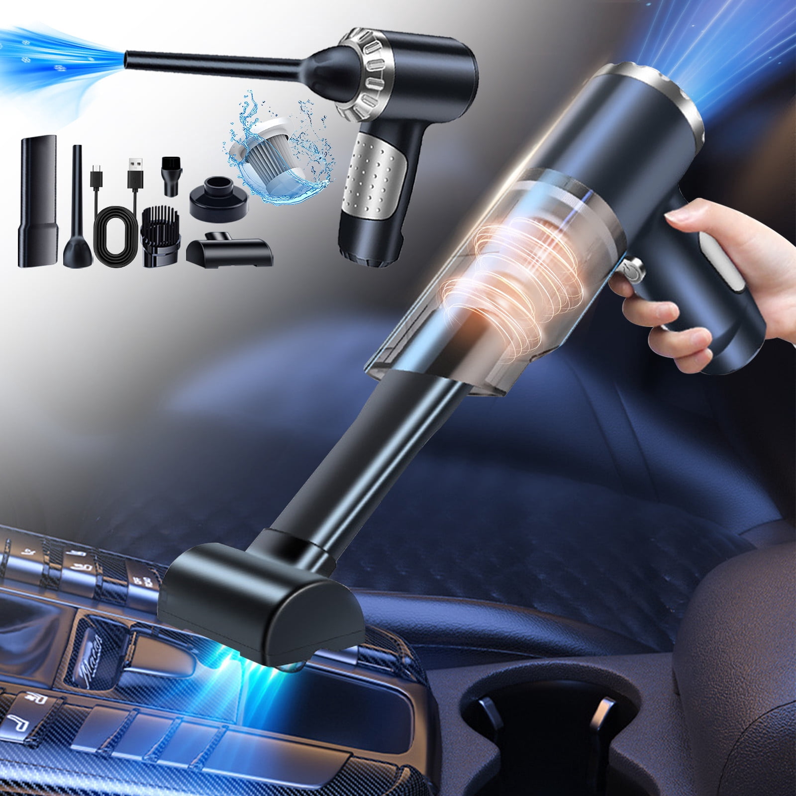 Handheld Car Vacuum Cleaner Large Powerful Suction with Light Car Vacuum Cleaner Mini Dusts Buster with USB Portable Vacuum Cleaner