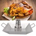 thumbnail image 3 of Beer Can Chicken Roasting Pan, Stainless Steel Healthy Prevent Sticking Beer Can Chicken Holder Multifunctional With 2 Handle For Grill, 3 of 8