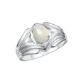 thumbnail image 4 of RYLOS Men's Rings 14K White Gold Rings Classic Designer Style 9X7MM Oval Gemstone & Diamond Ring Opal October Birthstone Rings For Men Size 10, 4 of 7