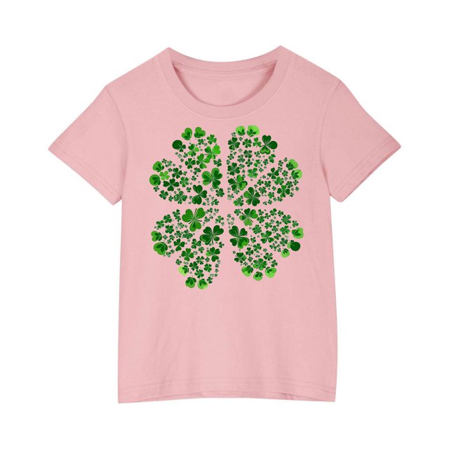 FAIWAD Hauts pour Enfants Garçons Filles Manches Courtes T-Shirt Graphique de la Saint-Patrick Trèfle Mignon Décontracté Col Rond