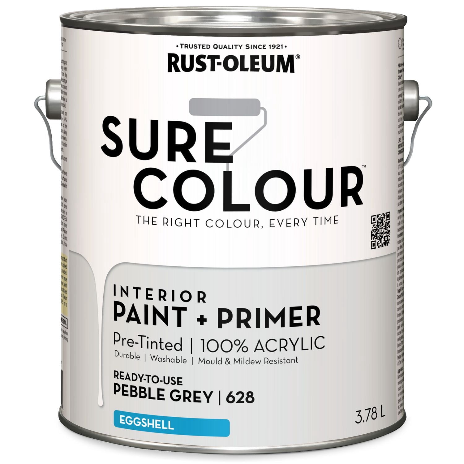 Rust-Oleum Sure Colour™ Peinture + Apprêt, Intérieur Coquille d'oeuf, Gris Galet 3,78L