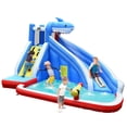 thumbnail image 1 of Costway Inflatable Water Slide shark Bounce House Castle Splash Water Pool Without Blower, 1 of 10