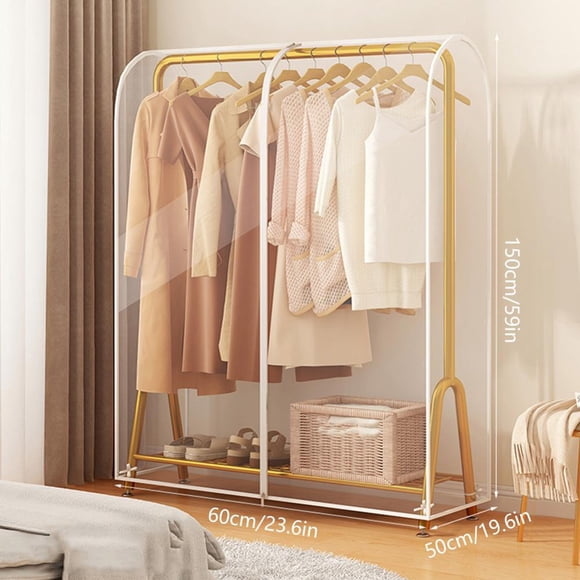 Feltree Clear Garment Rack Cover with Zipper Clothes Hanging Rack Cover Dusts Proof Water Proof Clothing Storage Protector Houseware Clear Garment Rack Cover