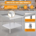 thumbnail image 4 of GloryStar Table de Travail Commerciale en Acier Inoxydable Certifiée NSF, Pieds Réglables en Hauteur, Capacité de 400 Lbs, Bordure de 2 Pouces, 4 of 7