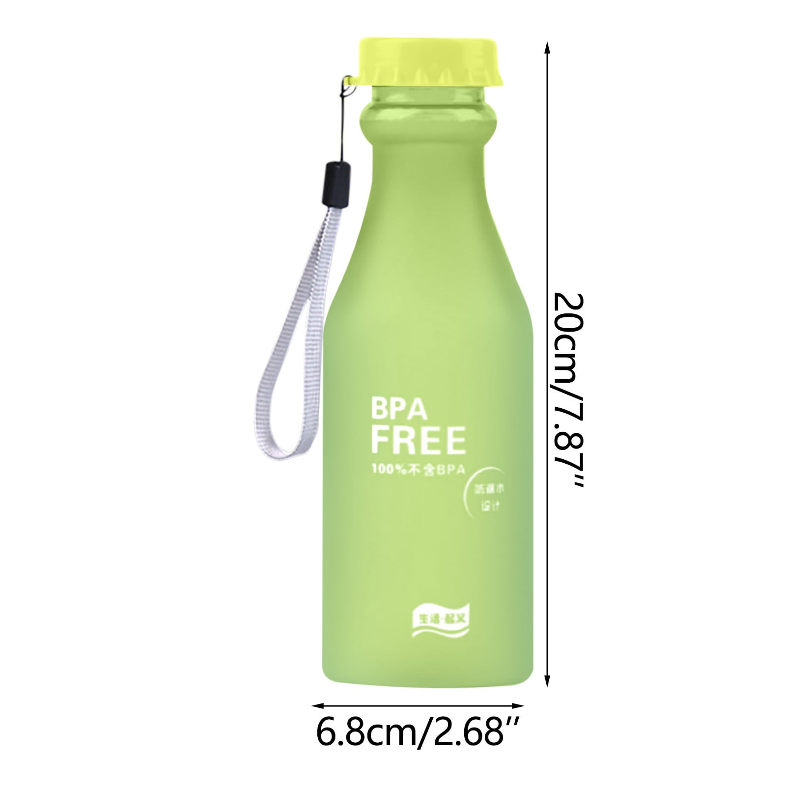 EARKITY Water Bottles, BPA-Free Water Bottle, Sports Water Bottle with Strap, Leakproof Water Jug for Fitness, Frosted Plastic Transparent Water Cup for Kids Adult School Gym Office Travel Outdoor