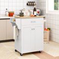 thumbnail image 2 of Giantex Kitchen Island w/Storage Cabinets, Trolley Cart w/Adjustable Height Shelves & Wheels, Spice Rack, Towel Rack, White, 2 of 6