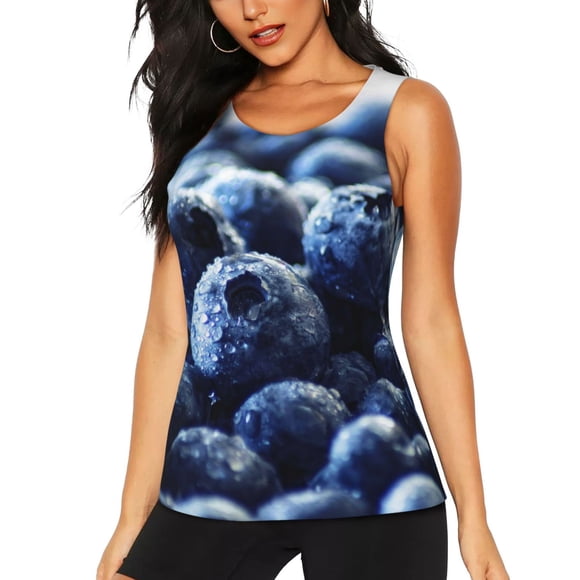 Vsdgher Blueberry Print Tank Top Sports Vest Bra for Women Sports ,Quick Dry Sports Workout Running Top Vest-Large
