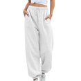 thumbnail image 1 of Women's Drawstring Waist Thickened Loose Straight Leg Sports Pants, 1 of 4