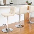 thumbnail image 2 of Homall Bar Stools Set Of 2 Modern PU Leather Height Adjustable Swivel Barstools, Hydraulic Kitchen Counter Square Island BarStool With Back, Beige, 2 of 7