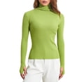 thumbnail image 1 of Hauts en Tricot Côtelé pour Femmes à Manches Longues, Col Roulé, Couleur Unie, Coupe Ajustée, 1 of 6