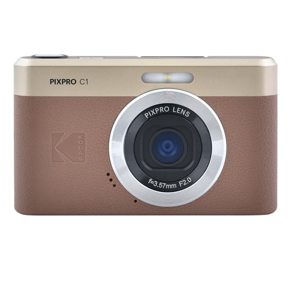 Kodak PIXPRO C1 Appareil Photo Numérique, Appareil Compact 13 Mpx pour Point et Prise de Vue avec Zoom Numérique 4X, Grand-Angle 26 mm f/2.0, Écran Rabattable à 180 Degrés, Vidéo HD 1080p, Brun
