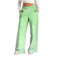 thumbnail image 1 of Pants for Women, Womens Fashionable Striped Printed Drawstring Wide Leg Pants, 1 of 5