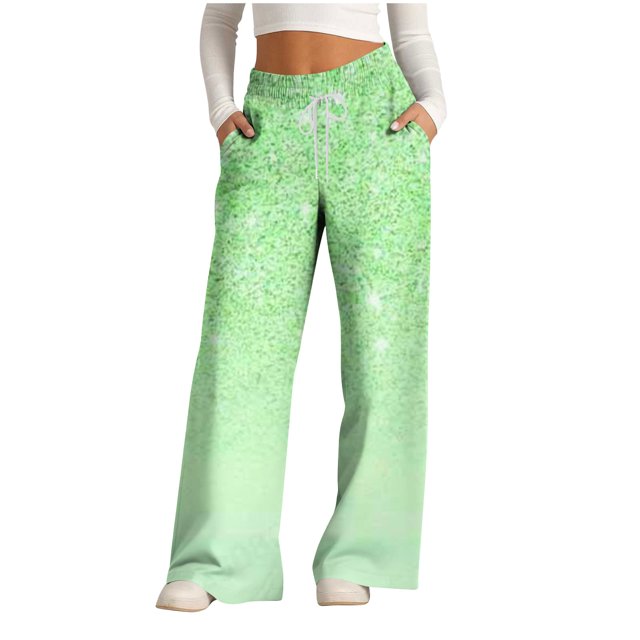 Pants for Women, Womens Fashionable Striped Printed Drawstring Wide Leg Pants