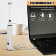 thumbnail image 3 of Head Electric Handheld Egg Whisk Milk Frother Foam Maker USB Rechargeable Mixer with 2 Stainless Steel Whisks 3 Speed Adjustable for Cappuccinos Latte Hot Chocolate Milkshakes Egg, 3 of 7