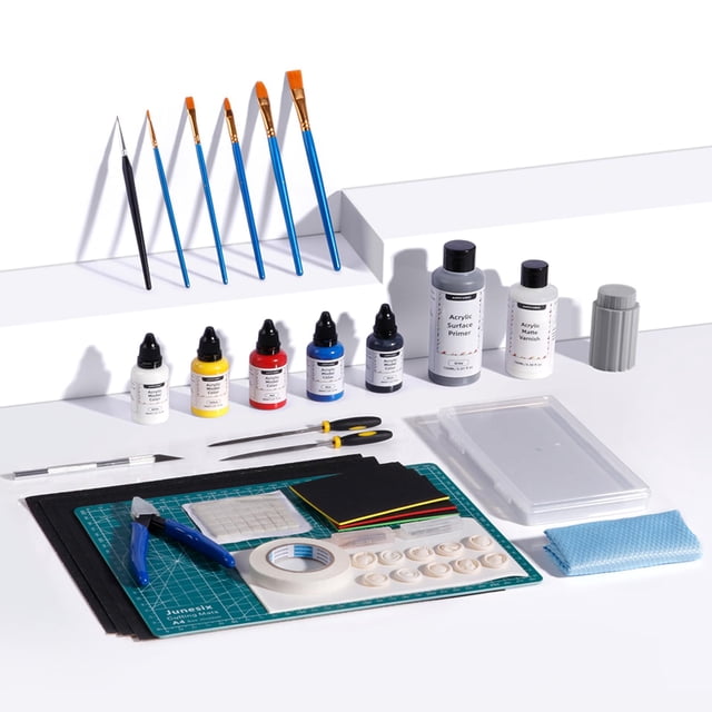 ANYCUBIC 3D Printer Accessories, Multifunctional 3D Models Painting Set with Acrylic Paint kit 5 Colors, Primer, Topcoat, and Painting Tools, Miniatures Painting for