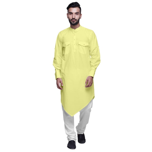 Atasi Indian Cotton Summer Kurta Mandarin Collar Long Kurta For Men