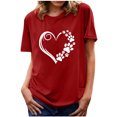 thumbnail image 1 of Pisexur T-shirt de la Saint-Valentin pour Femmes Mode Col Rond Imprimé Manches Courtes T-shirt Décontracté Ample, 1 of 3