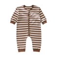 thumbnail image 1 of FAIWAD Unisex Baby Striped Cotton Romper Long Sleeve Round Neck Button Down Ribbed Jumpsuits, 1 of 4