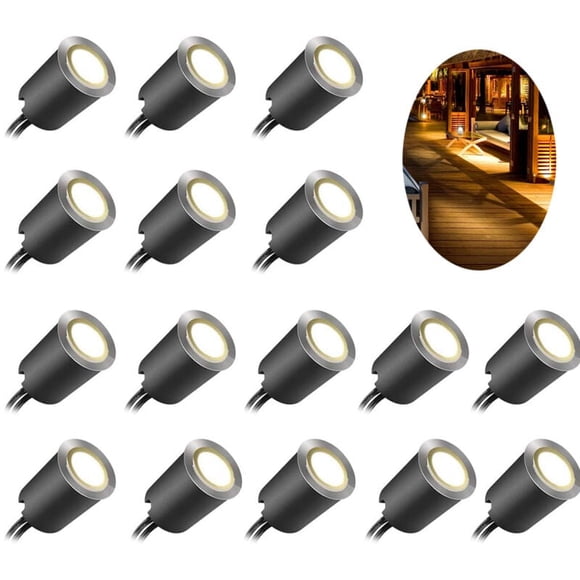 OIMG Recessed LED Deck Light Kits with Black Protecting Shell φ32mm, In Ground Outdoor Landscape Lighting IP67 Waterproof,12V Low Voltage for Garden,Yard Stair,Patio,Floor,Kitchen Decoration