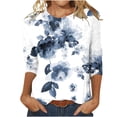 thumbnail image 1 of Pisexur Hauts pour Femmes Grande Taille Mode Chemises 3/4 Automne Décontractées Blouses à Col Rond Mignonnes à Imprimé Floral Tuniques Amples, 1 of 5