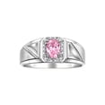 thumbnail image 1 of RYLOS Men's Rings 14K White Gold Classic 7X5MM Oval Gemstone & Diamond Ring Pink Ice October Birthstone Rings For Men Size 12, 1 of 7