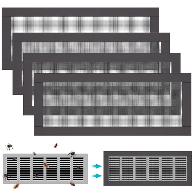 AMERTEER 4PCS floor register Ventilation cover rectangular hole screen 9.8 ”Black Magnetic Network Electric Covers Direct Practical Air Ventilation Cover