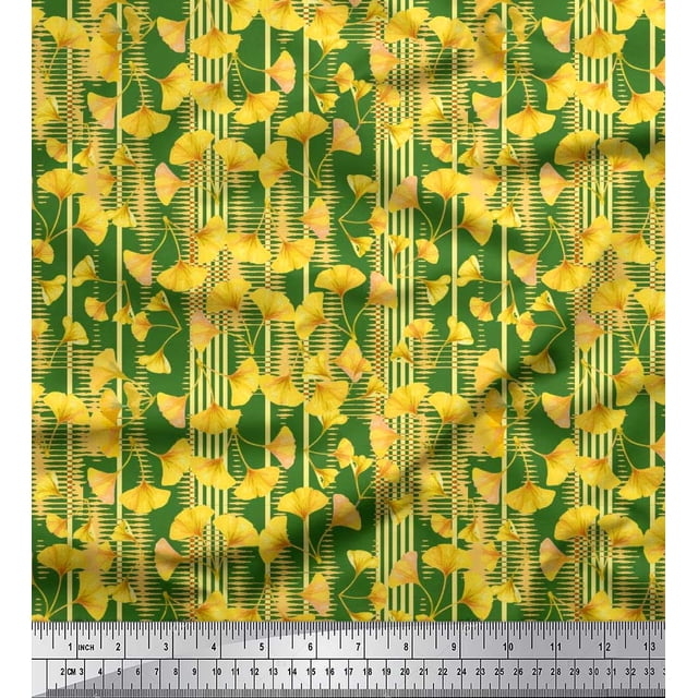 Soimoi Tissu Popeline de Coton Rayé & Imprimé Floral Buttercup au Mètre 42 Pouces de Large