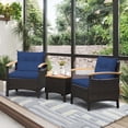 thumbnail image 2 of Costway 3PCS Patio Rattan Furniture Set Wooden Armrest Table Top Cushioned Deck, 2 of 10