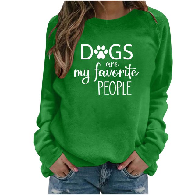IROINID Épargne Womens Manches Longues Tops Imprimé T-shirt Chemisier Col Rond Salon Tops Sweat-Shirt, Vert