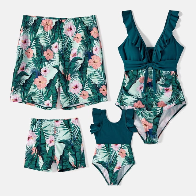 PatPat Toddler Boy's Tropical Swim Trunks, 2-Piece Set, Size 2 Years