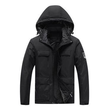 XZNGL Windproof Jacket men Casual Patchwork Thicken Multi Pocket Hooded Zipper Windproof Waterproof Breathable Jacket Coats Men Jacket Winter Men Coats Winter Ski Jacket Men