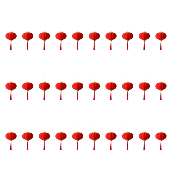 KLKCMS Red Mini Lucky Chinese Lanterns Flocked for Home Dragon Boat Spring Festival 30pcs