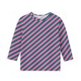 thumbnail image 3 of MeetoTime T-Shirt à Manches 3/4 Rayé Imprimé pour Enfants Col Rond Décontracté Ample Blouses pour Garçons Filles 3-12 Ans, 3 of 4