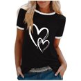 thumbnail image 2 of SMihono Hauts pour Femmes Été Décontracté Mode Féminine Décontracté Imprimé Col Rond Ample Manches Courtes T-shirt Pull Oversize T-shirt pour Femmes 2023, 2 of 4