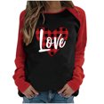 thumbnail image 2 of Qertyioot Chandail Cœur d'Amour Saint-Valentin Grande Taille, Haut à Manches Longues pour Femme à Col Rond, Haut Décontracté Raglan à Panneaux Contrastés de Couleur, Coupe Ample, Imprimé, Blouse à Manches Longues à Col Rond, 2 of 6
